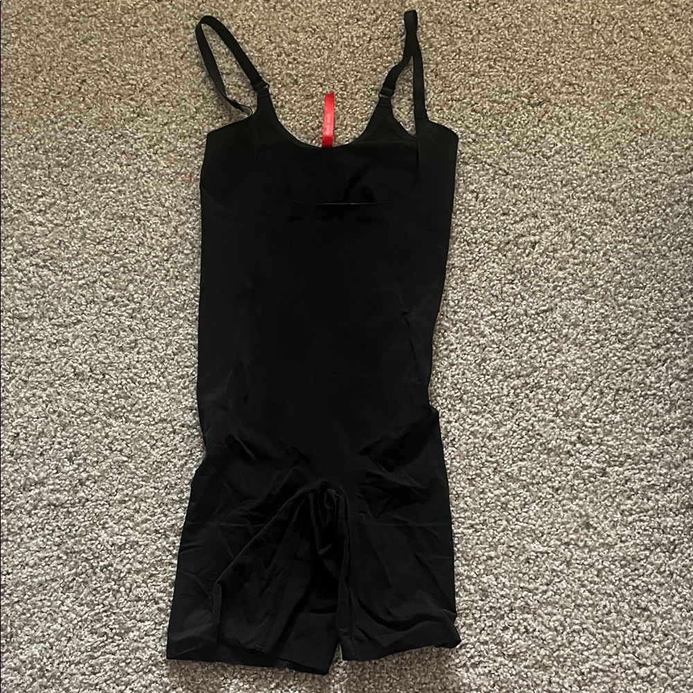 SPANX Black Spanxshape Invisible Open Bust Mid Thigh Bodysuit Size Small